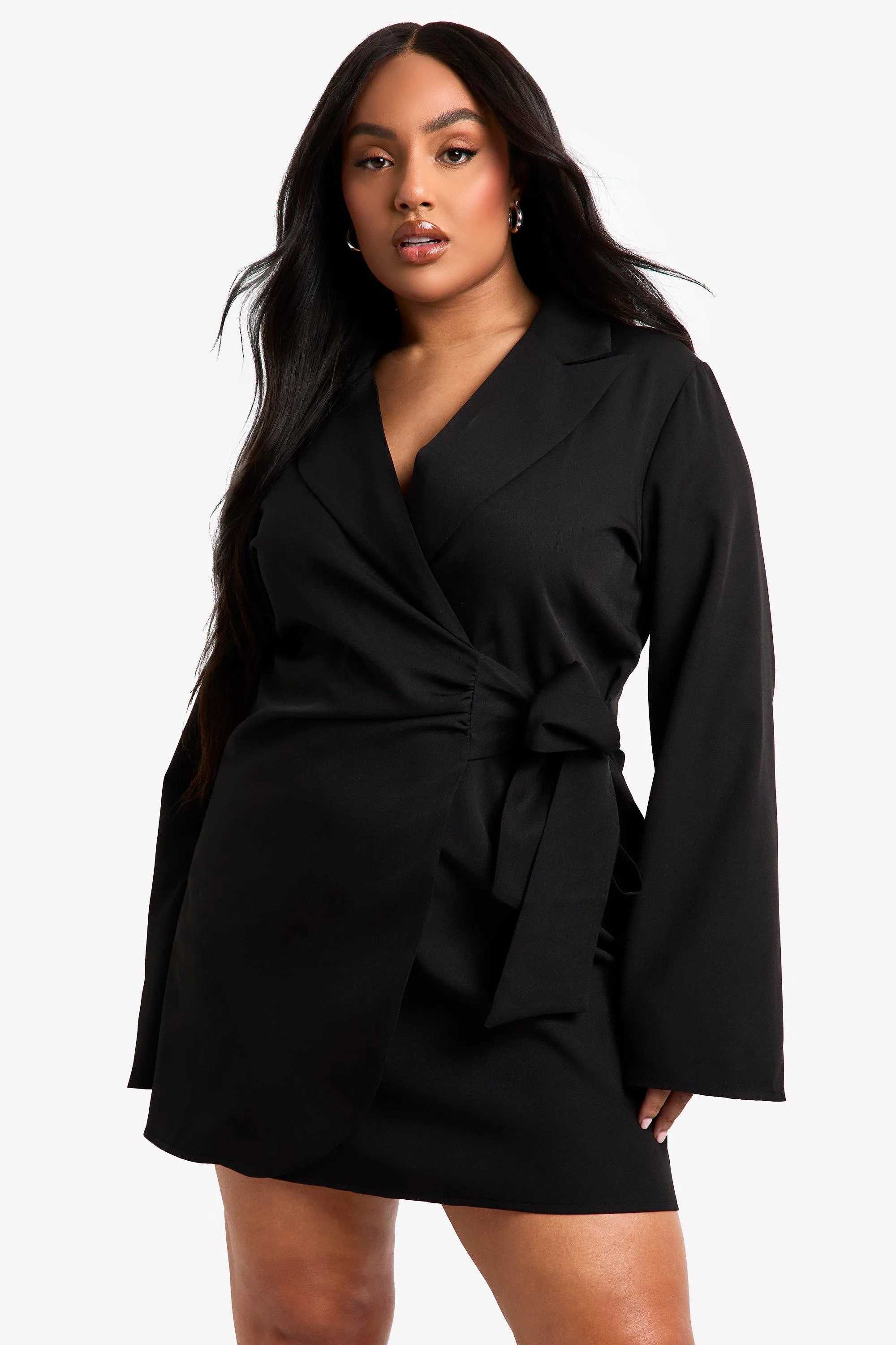 Plus Tie Waist Tailored Blazer Dress