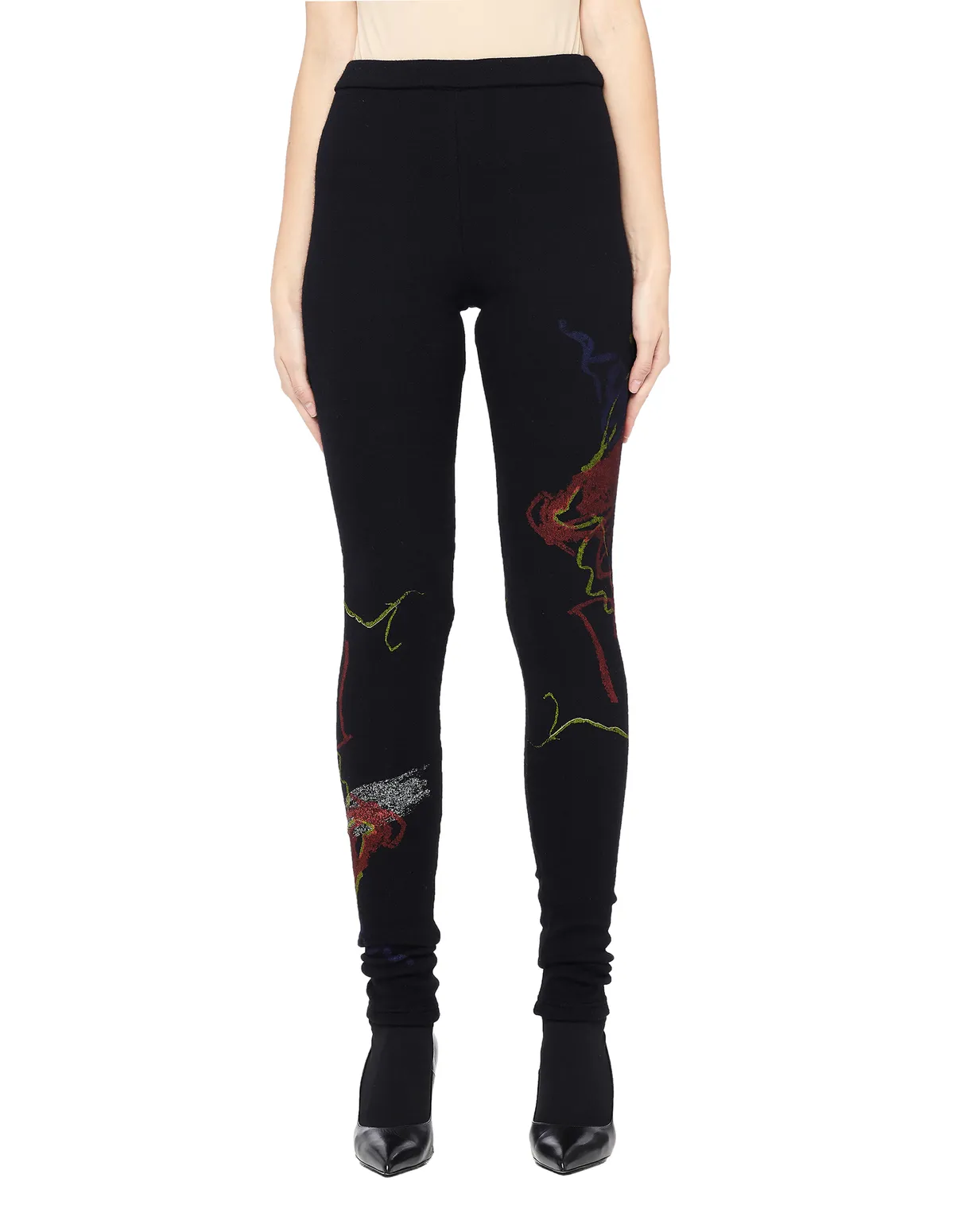 Printed wool leggings