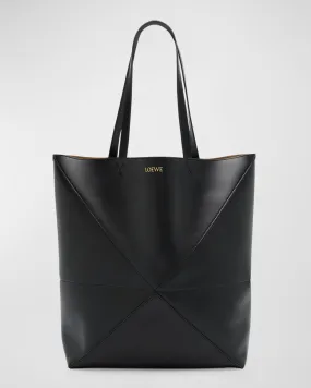 Puzzle Fold Large Tote Bag in Shiny Leather