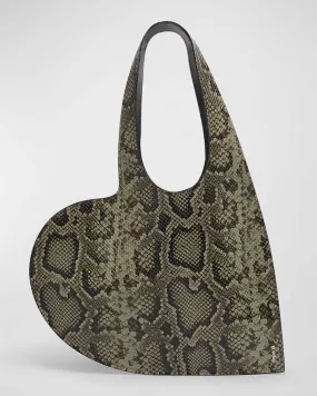 Python-Print Mini Heart Leather Tote Bag