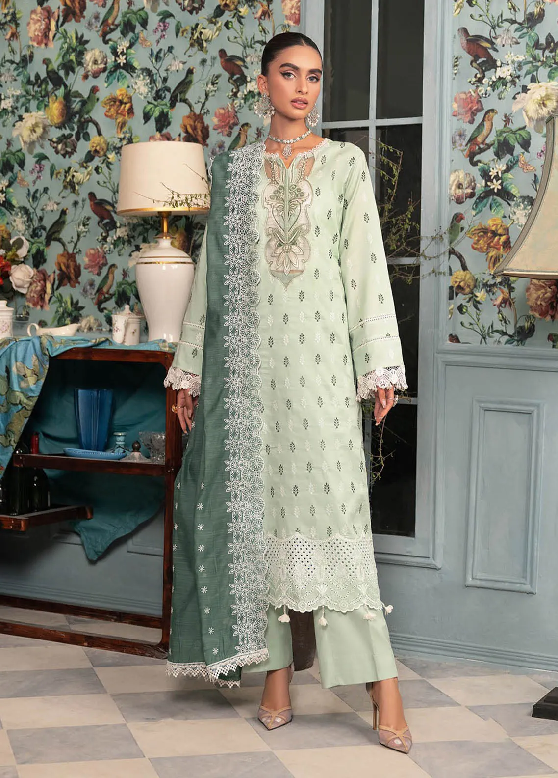 RajBari Embroidered Chikan Unstitched 3 Piece Suit - RB24CE 13