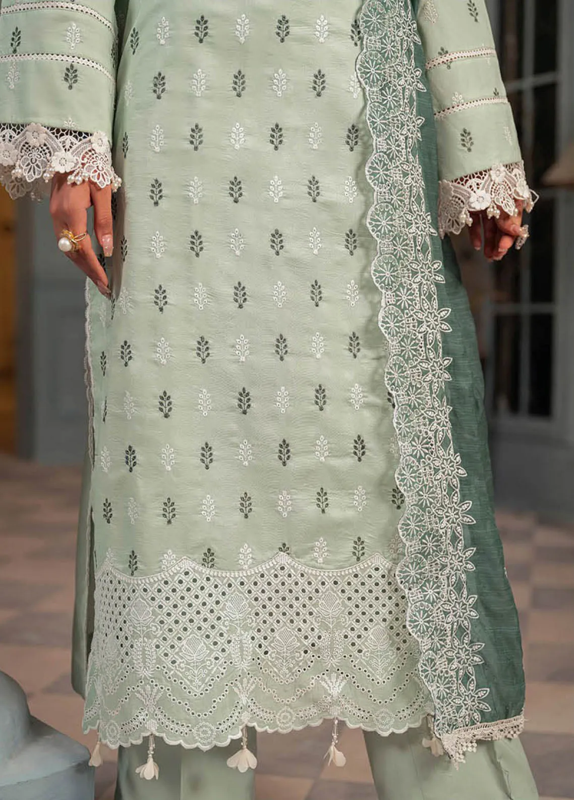 RajBari Embroidered Chikan Unstitched 3 Piece Suit - RB24CE 13