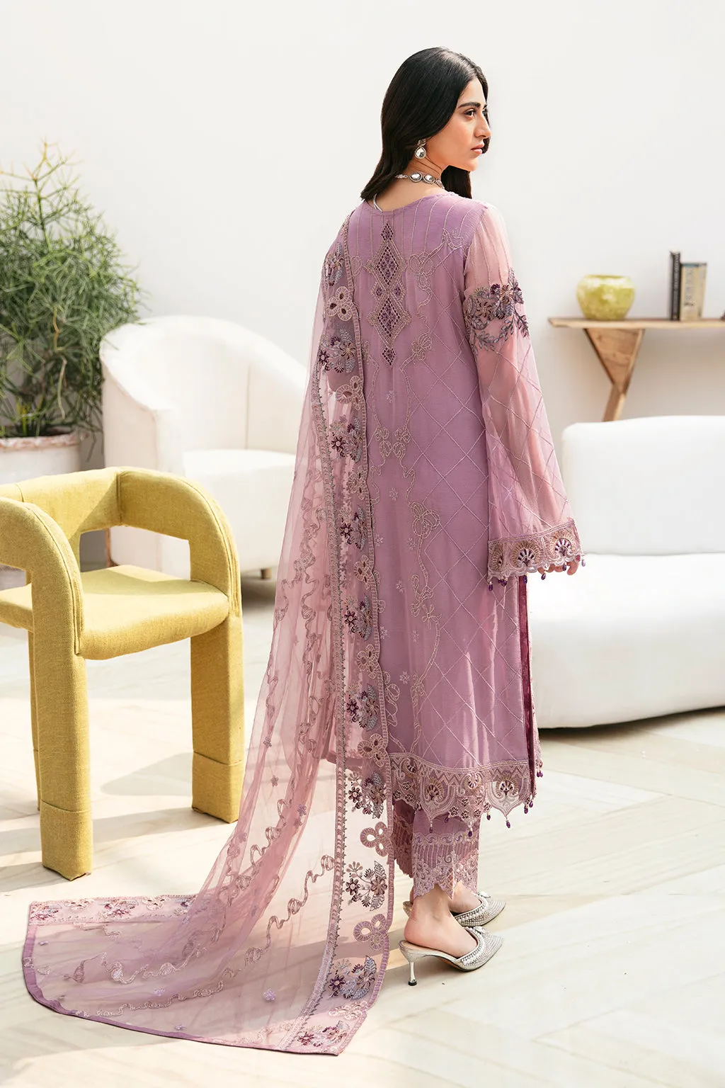 Ramsha Chevron Vol-08 Embroidered Chiffon Unstitched 3Pc Suit A-801