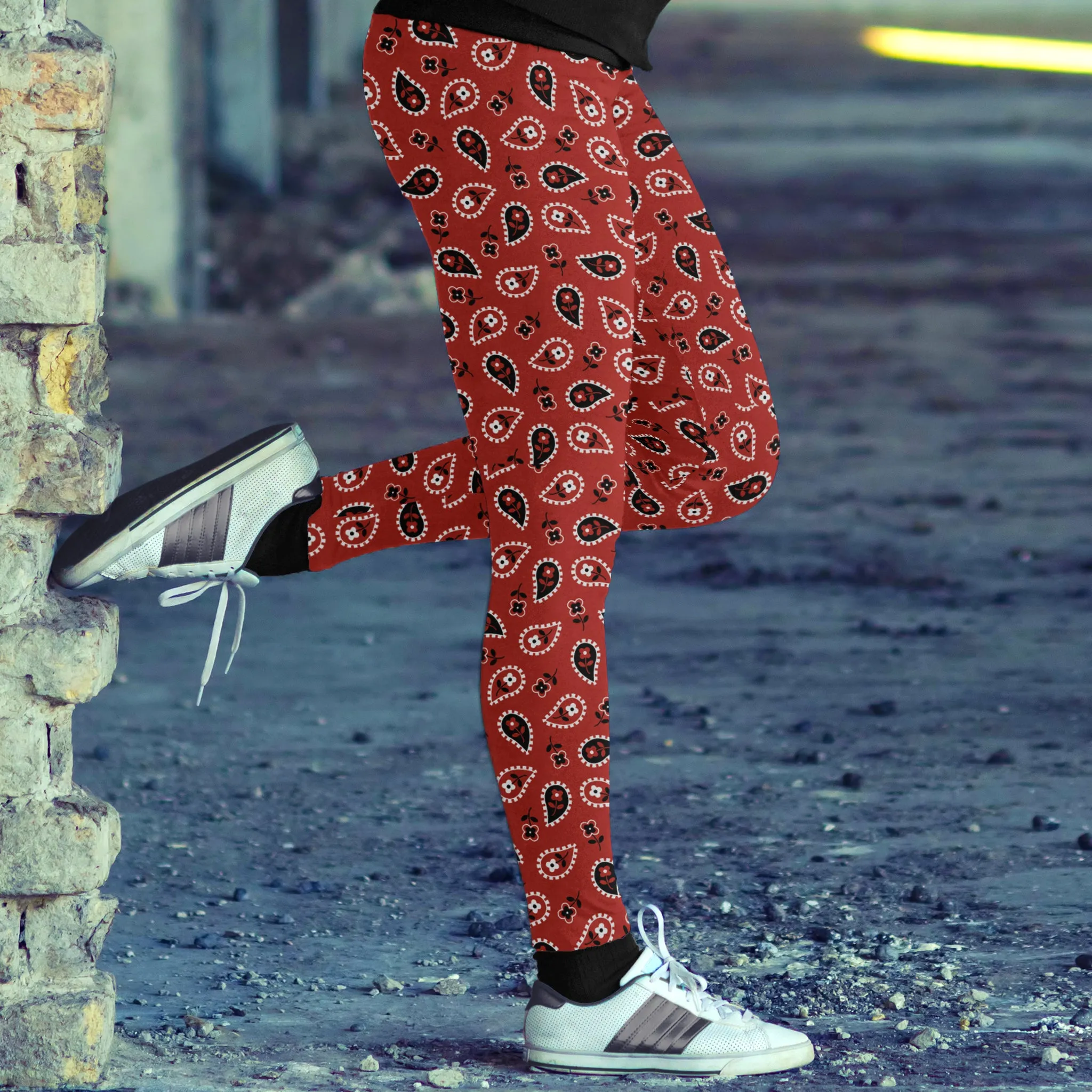 Red Classic Western Bandanna Leggings