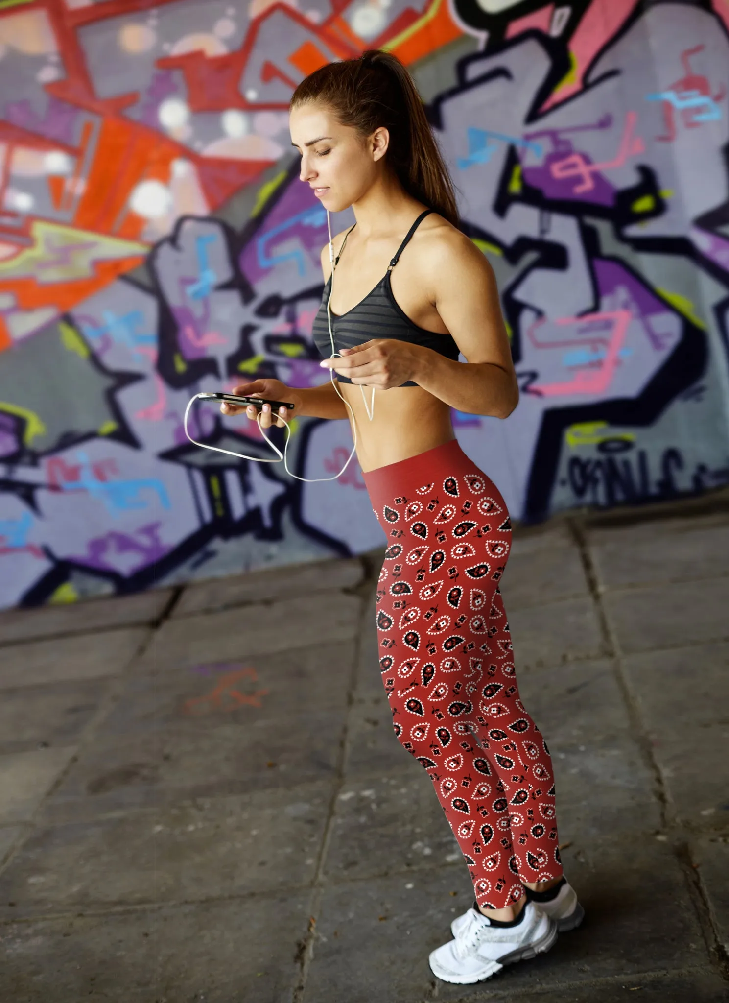 Red Classic Western Bandanna Leggings