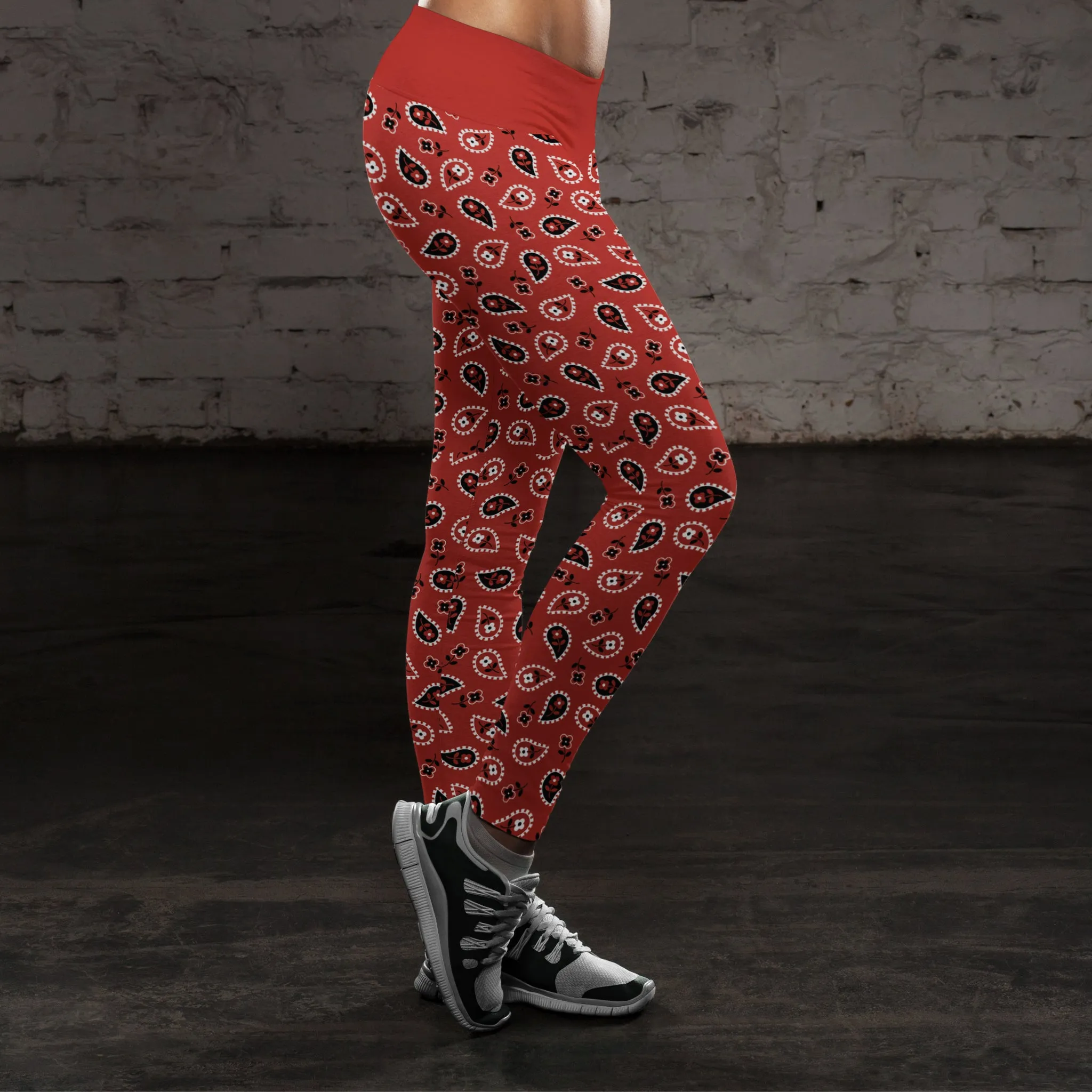 Red Classic Western Bandanna Leggings