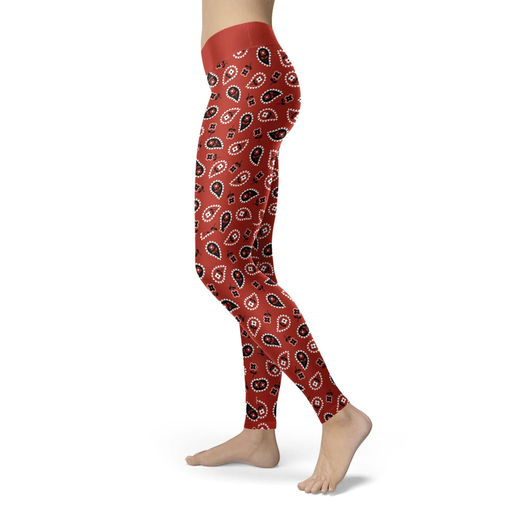 Red Classic Western Bandanna Leggings