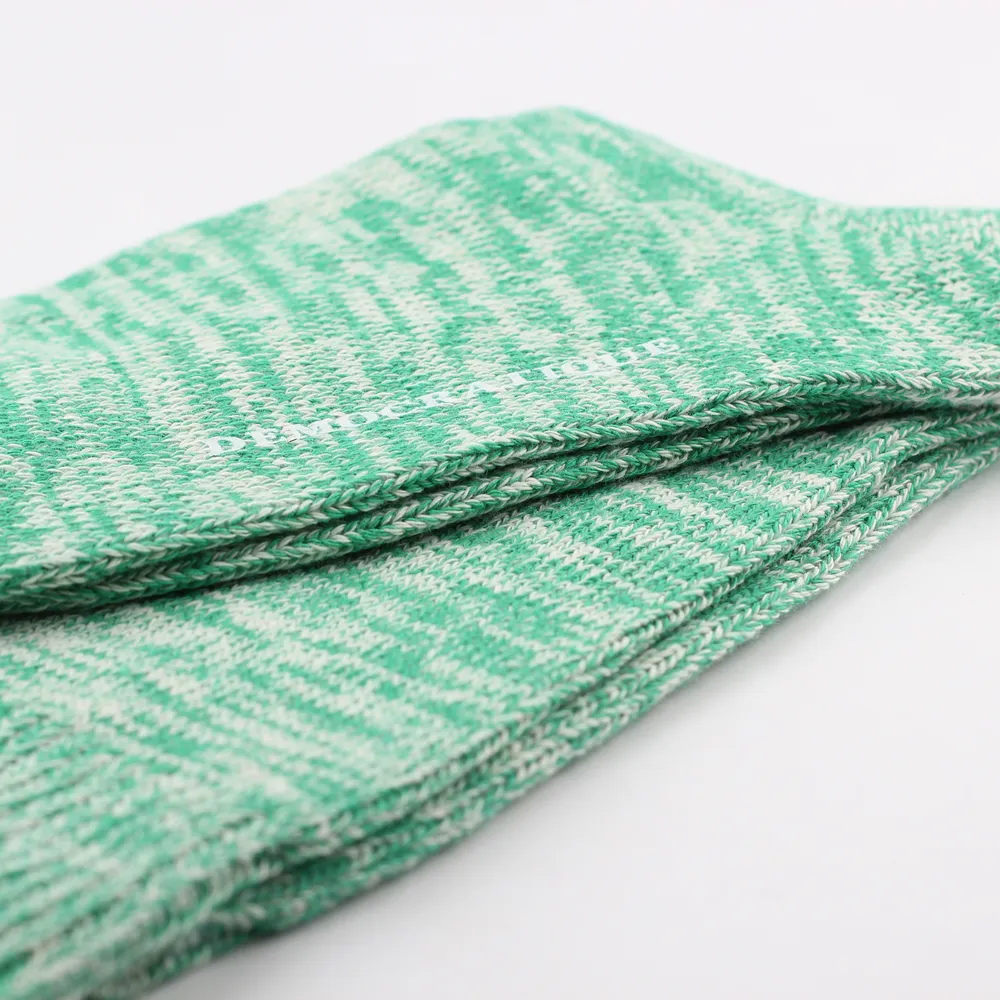 Relax Chunky Flat Knit Supermelange Socks Green Day / Off White