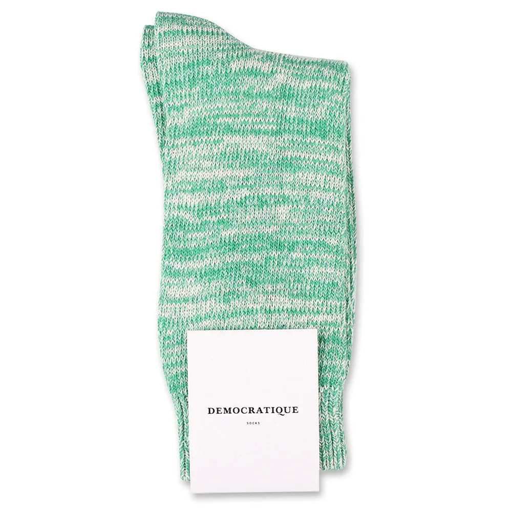 Relax Chunky Flat Knit Supermelange Socks Green Day / Off White