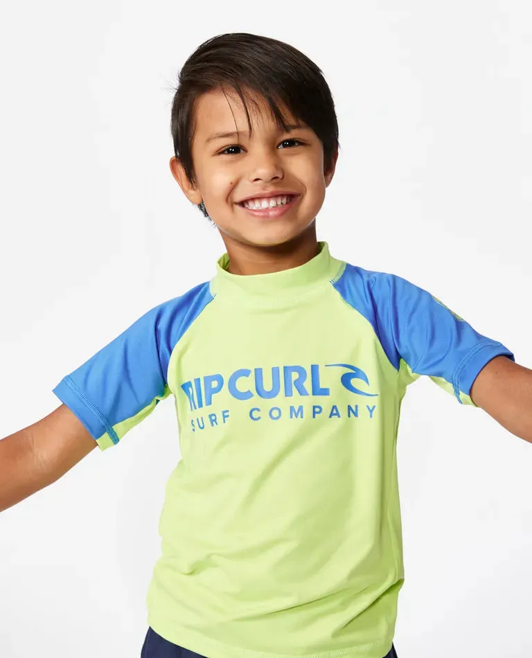 Ripcurl Shock UPF SS Boys Rashie - Blue Green