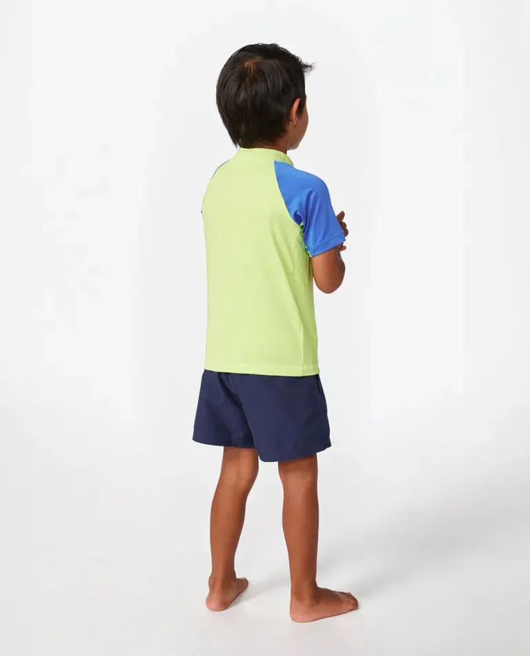 Ripcurl Shock UPF SS Boys Rashie - Blue Green