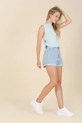 Roll Up Denim Shorts