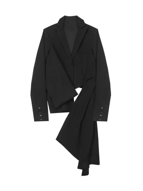 Ronin Irregular Long Sleeve Blazer - Black