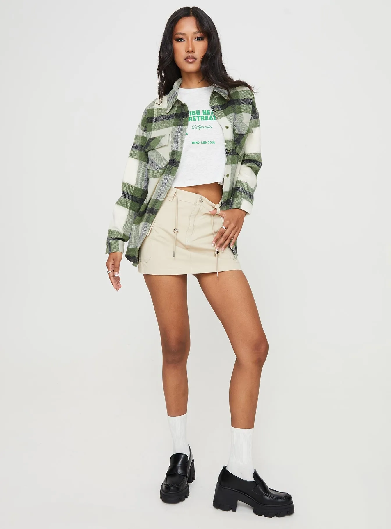 Rosini Plaid Shacket Green