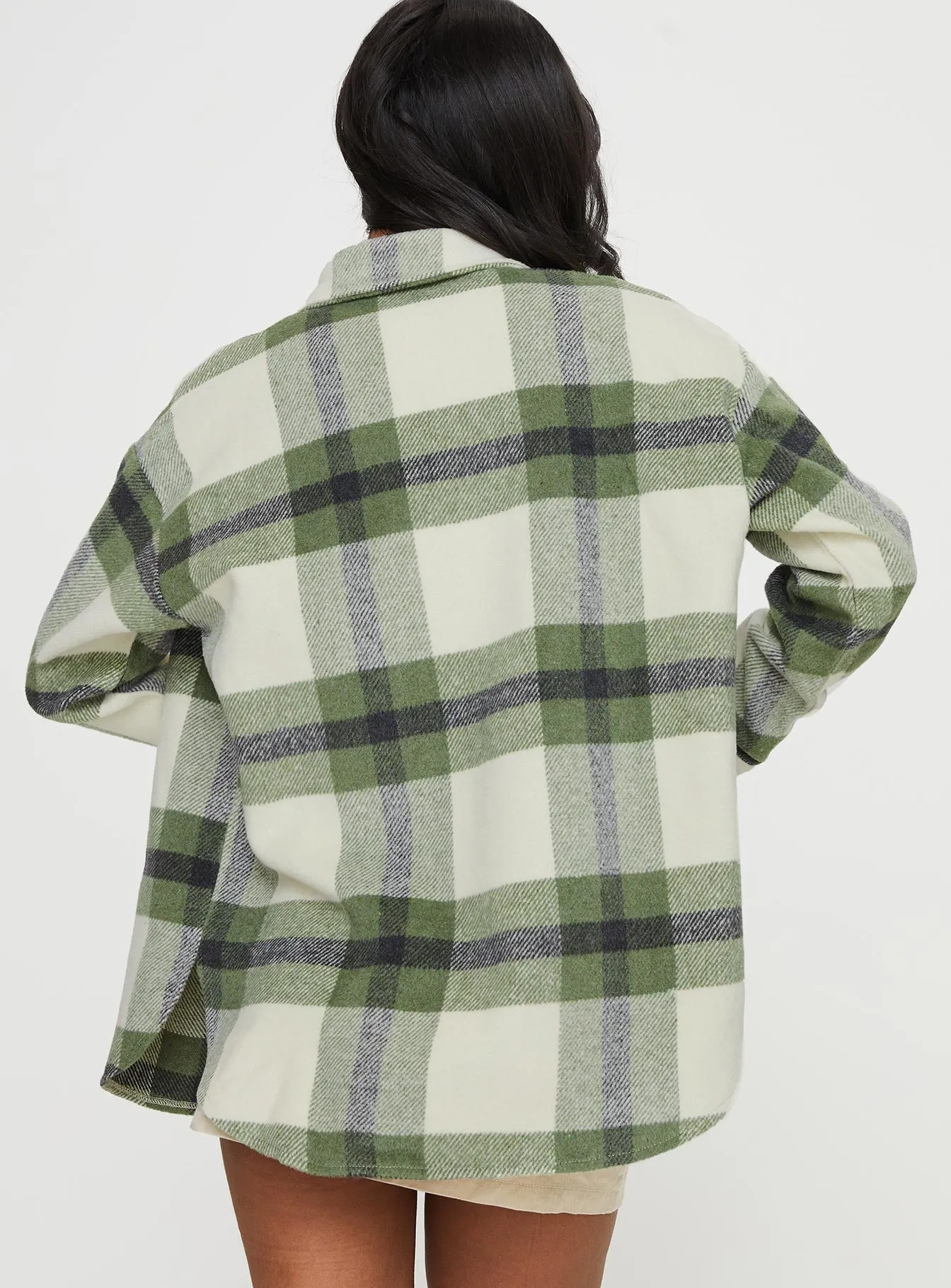 Rosini Plaid Shacket Green