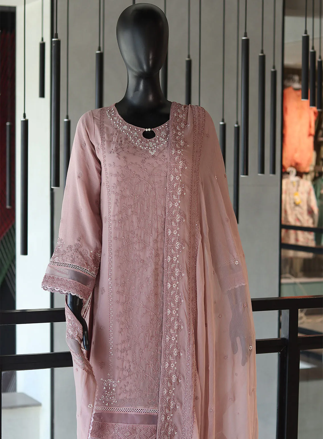 Royal Fashion Fancy Embroidered Chiffon 3 Piece Stitched Suit RF24FEC LLC D-SS23