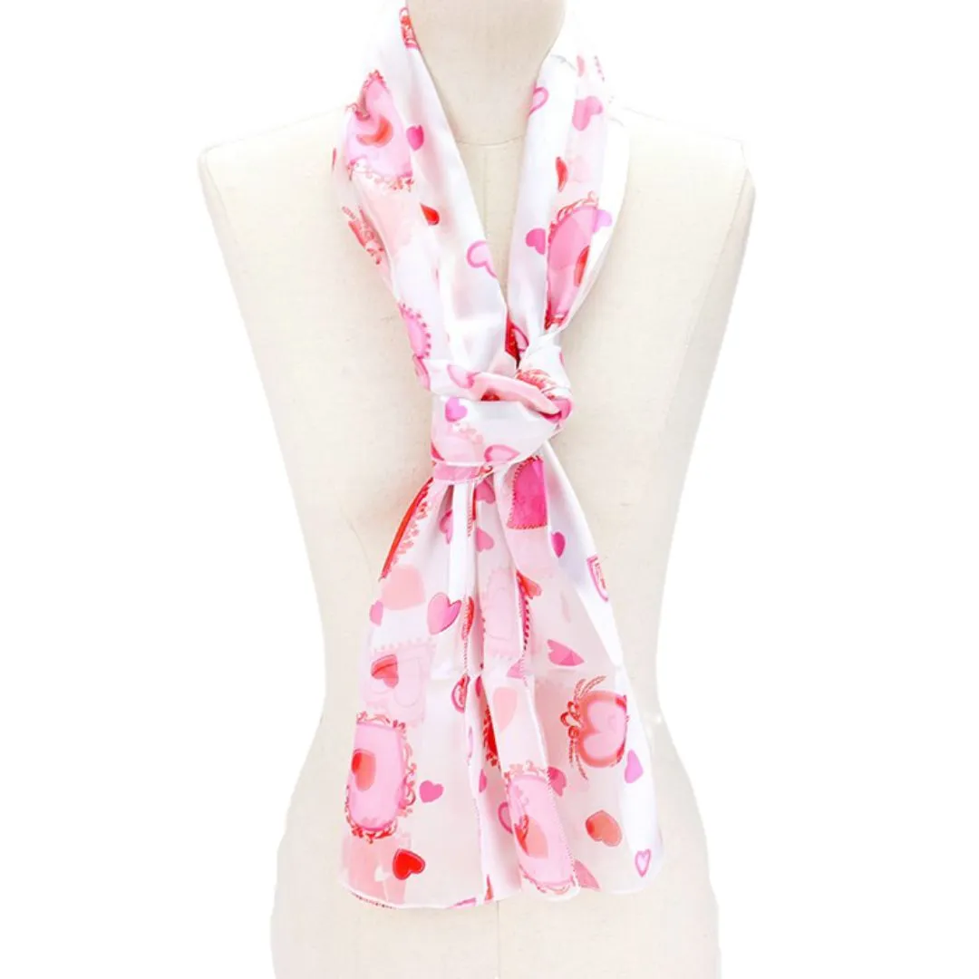 Satin Heart Print Scarf