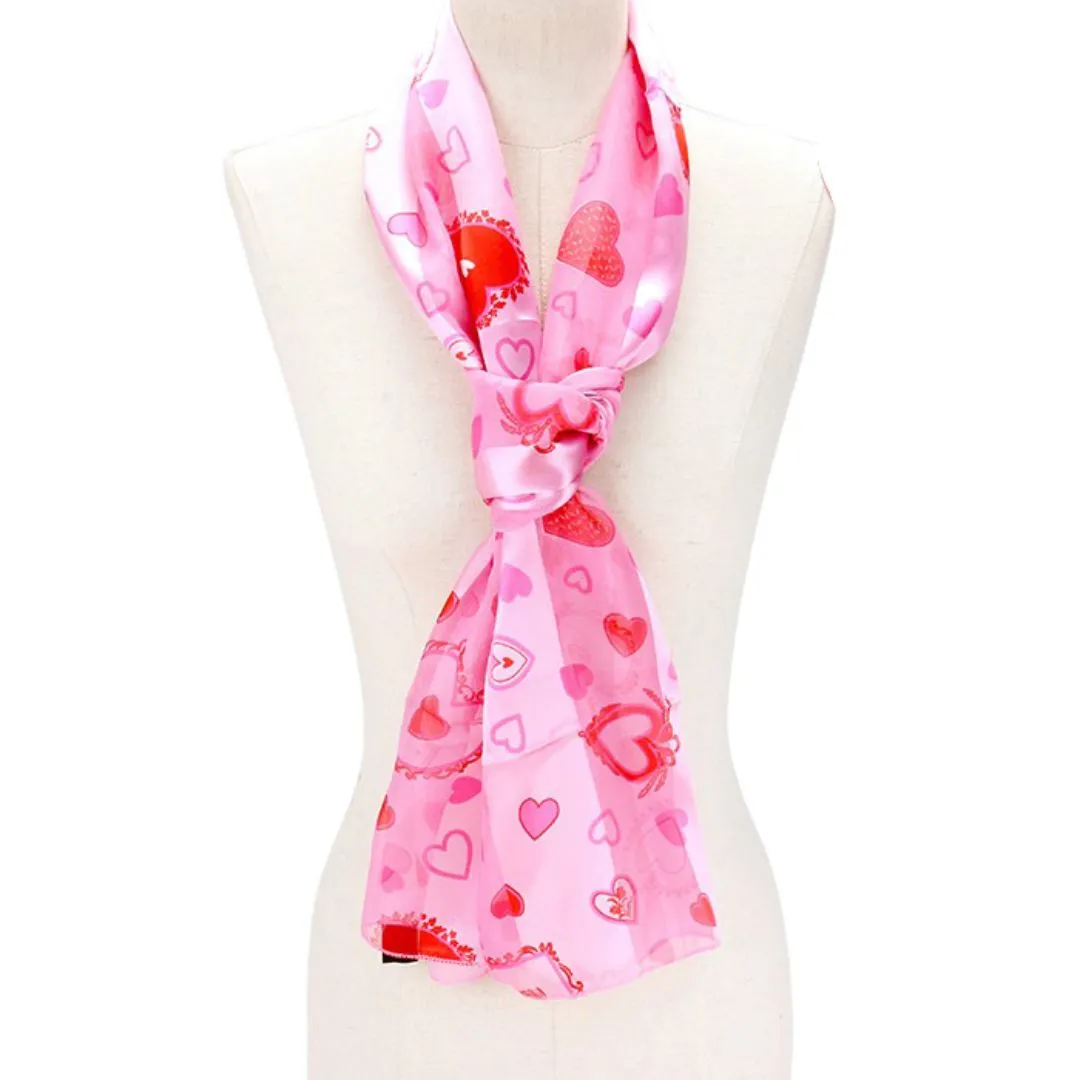 Satin Heart Print Scarf