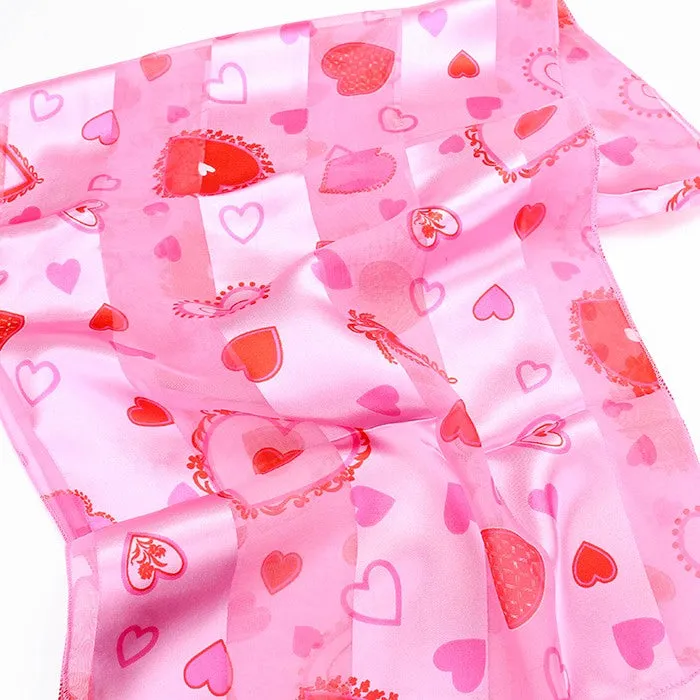 Satin Heart Print Scarf