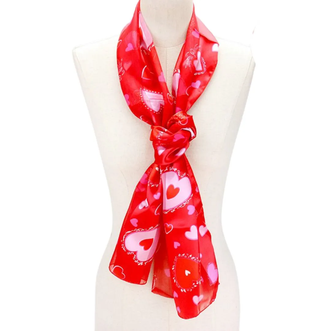 Satin Heart Print Scarf