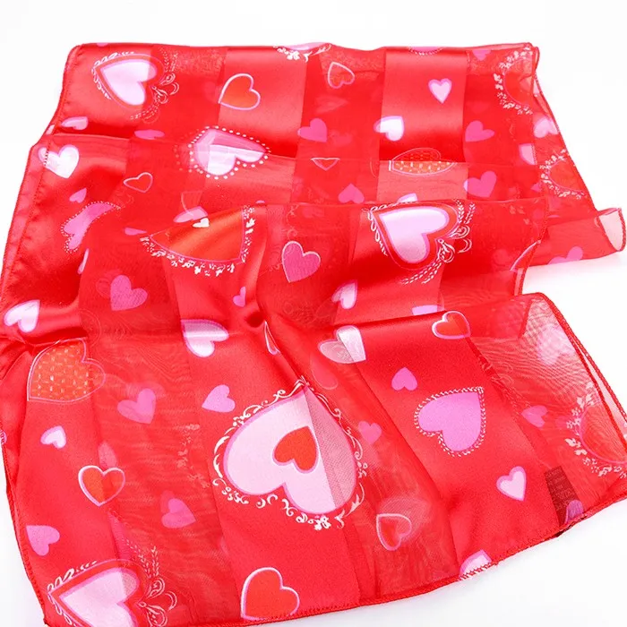 Satin Heart Print Scarf