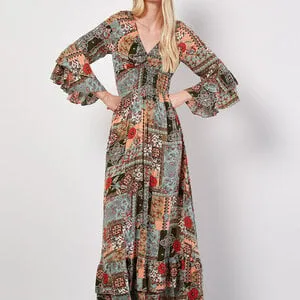 Scarf Print Maxi Dress