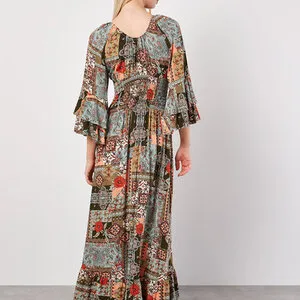 Scarf Print Maxi Dress