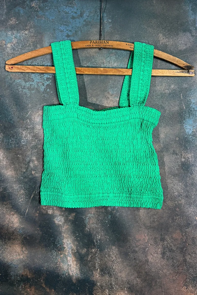 Shirred Square Neck Crop Top