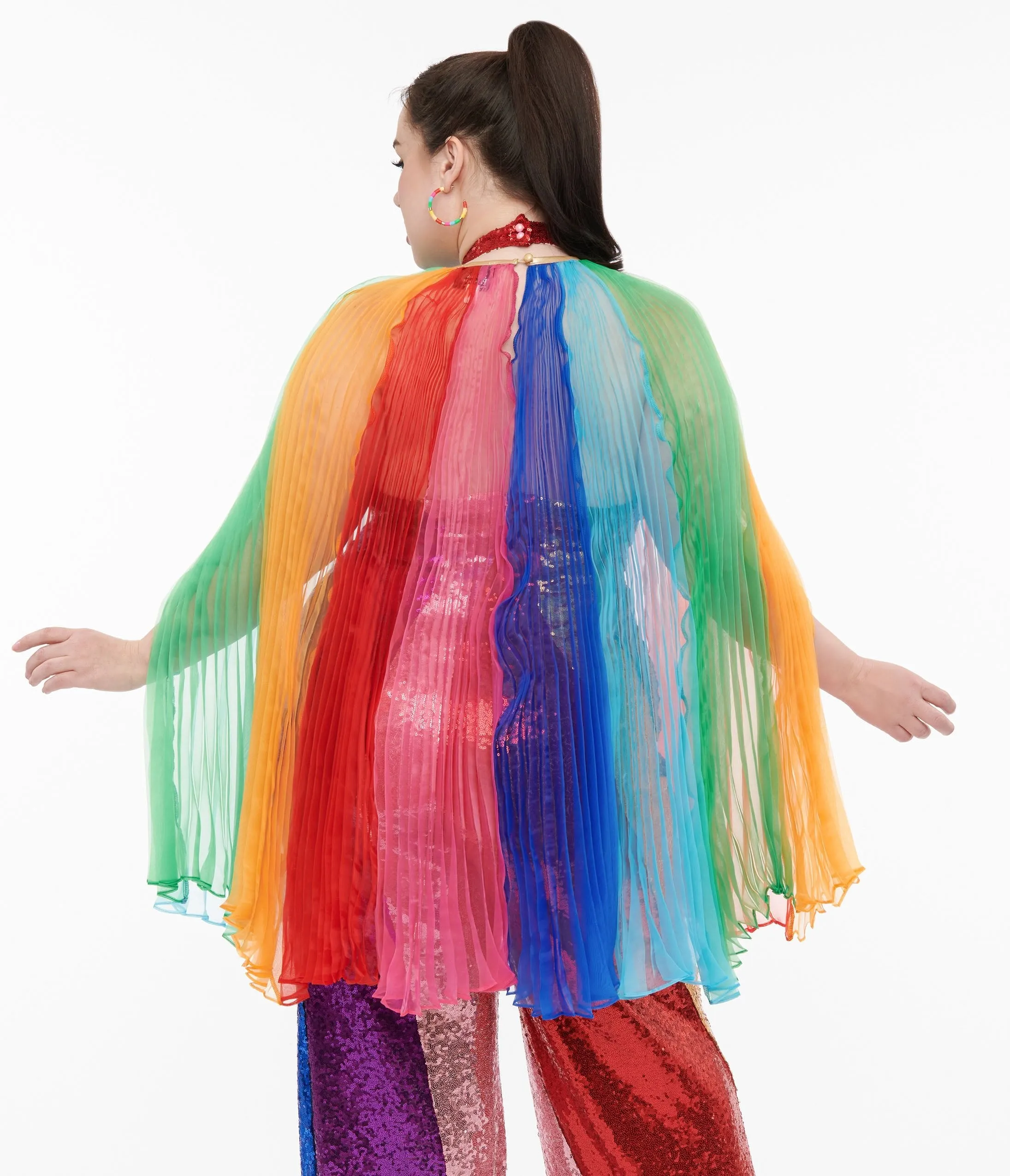 Smak Parlour 1960s Rainbow Stripe Pleated Cape