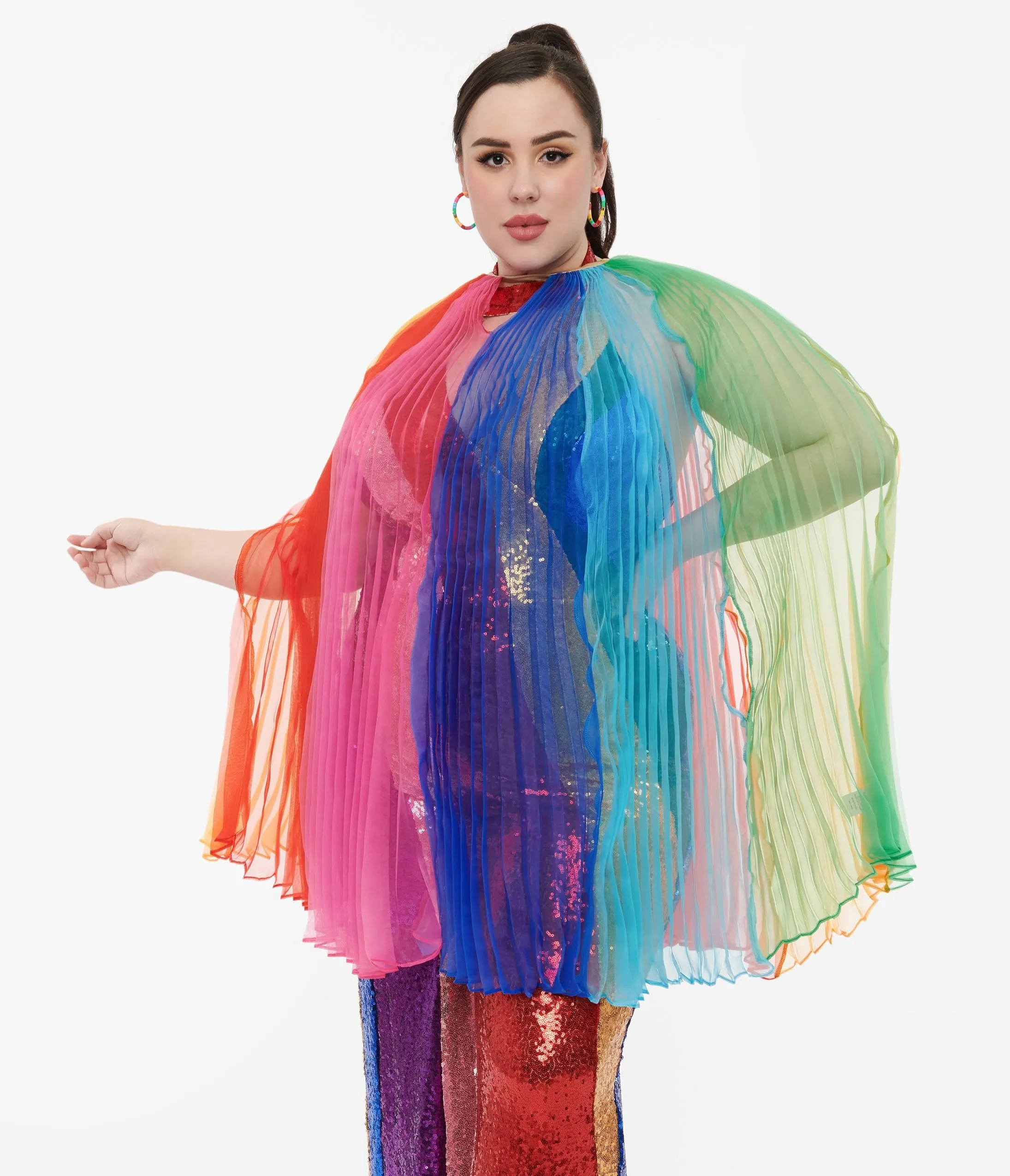 Smak Parlour 1960s Rainbow Stripe Pleated Cape