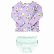 Snow Cones L/S Ruffle Rash Guard Bathing Suit