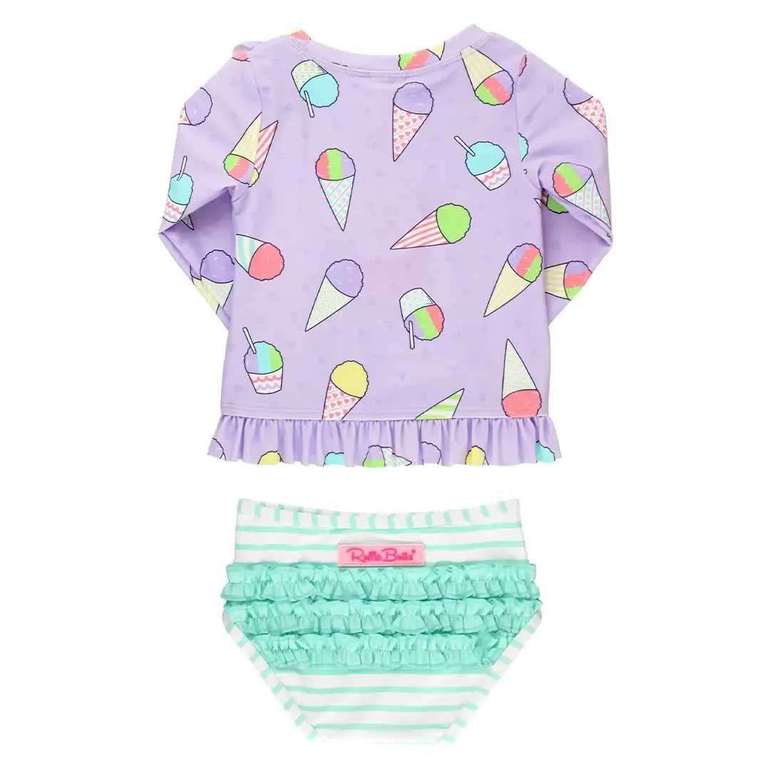 Snow Cones L/S Ruffle Rash Guard Bathing Suit