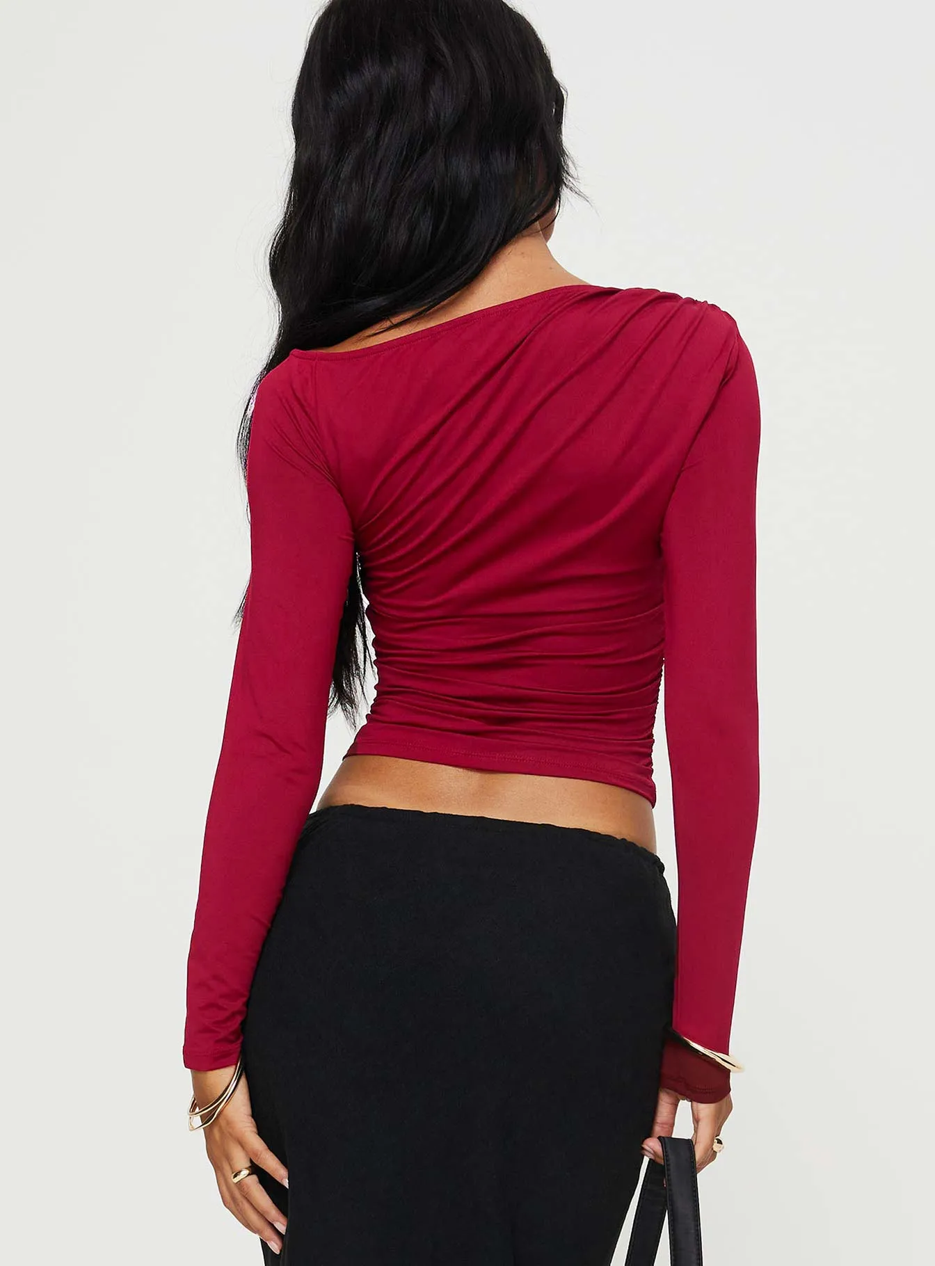 Spiller Off The Shoulder Top Burgundy