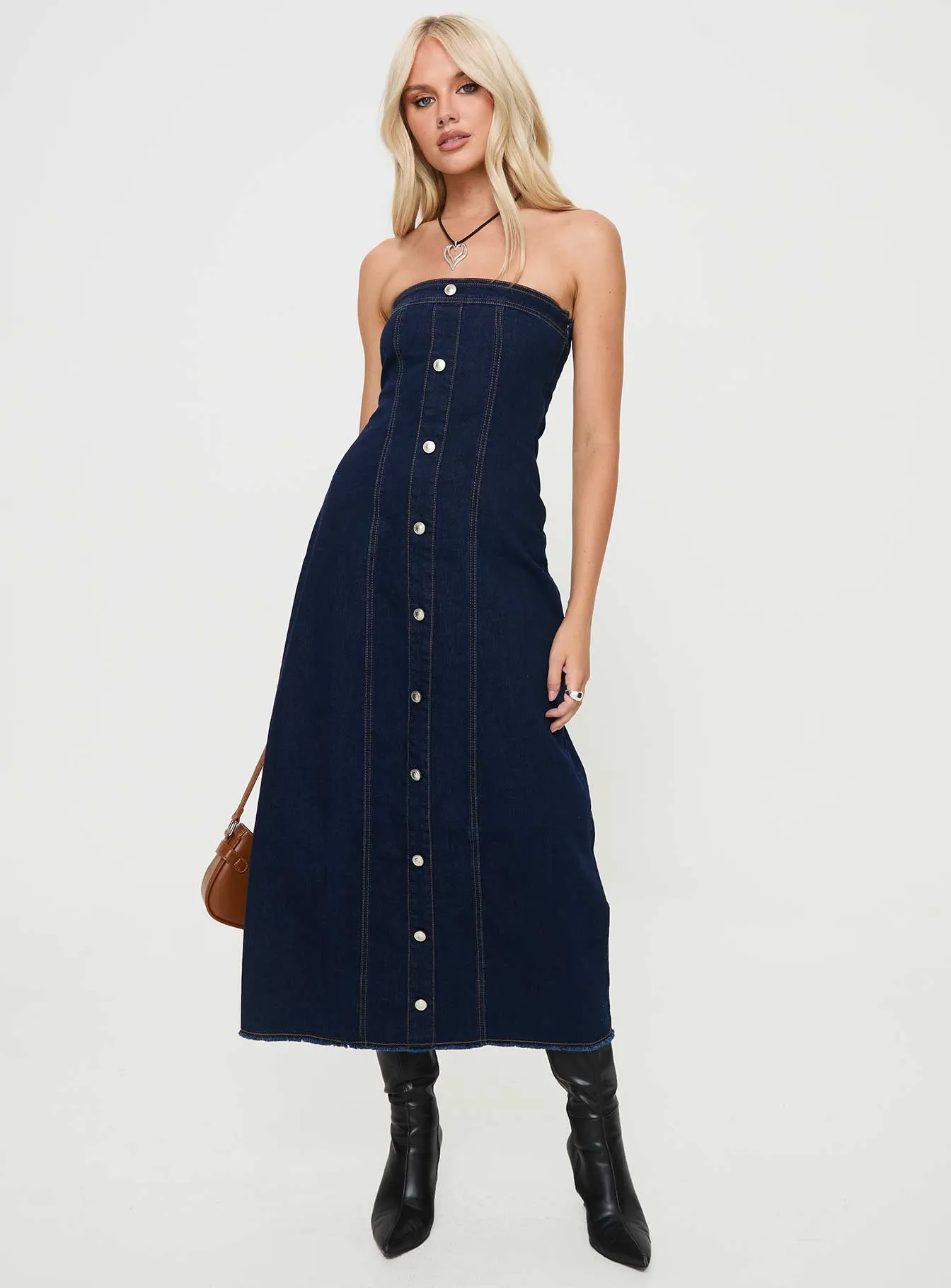 Stoltz Denim Midi Dress Blue