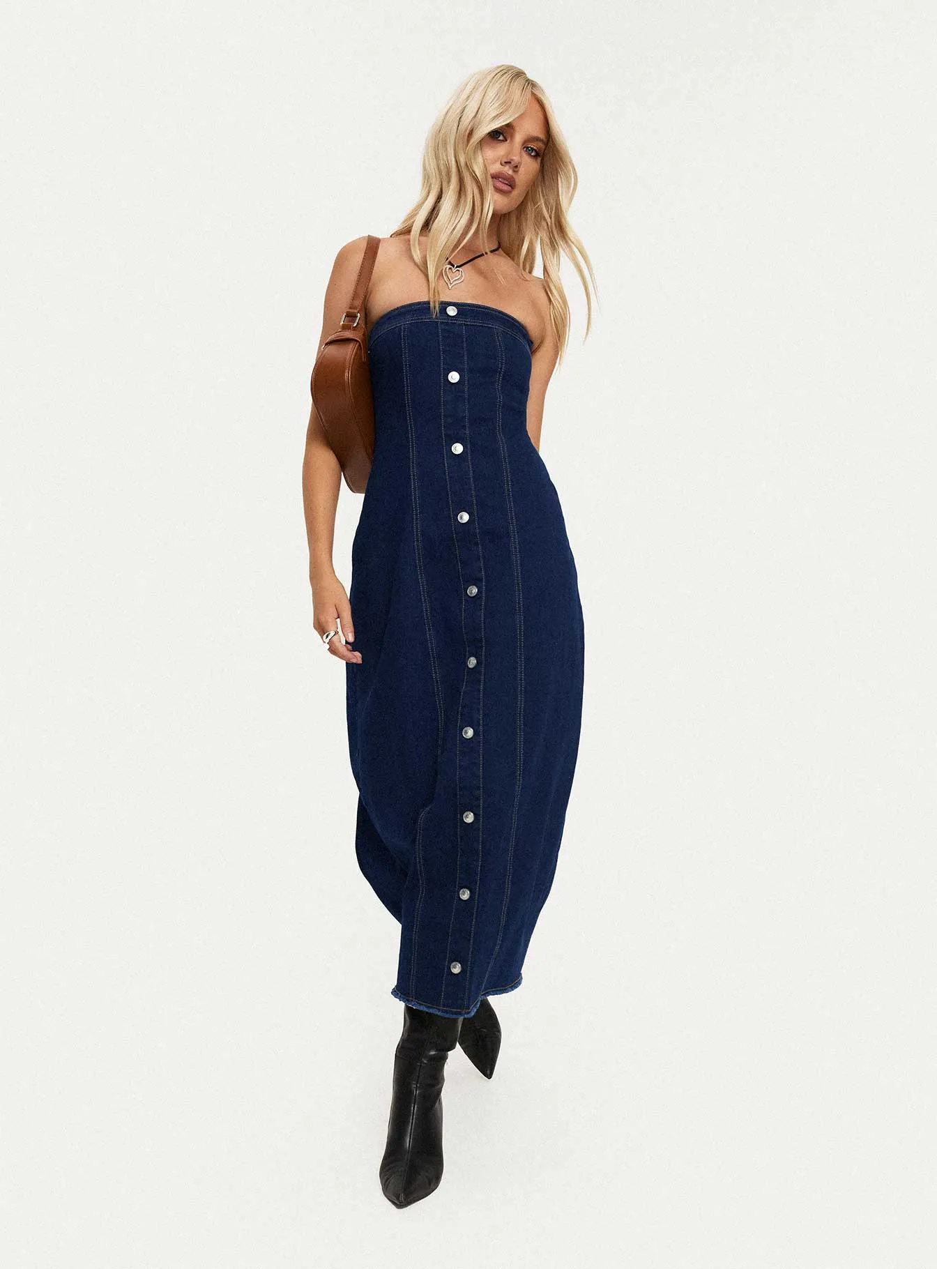 Stoltz Denim Midi Dress Blue