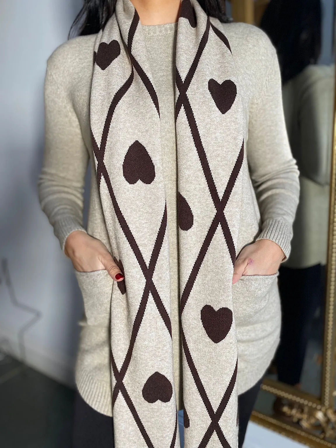 Stone Diamond Heart Scarf Knit Eden