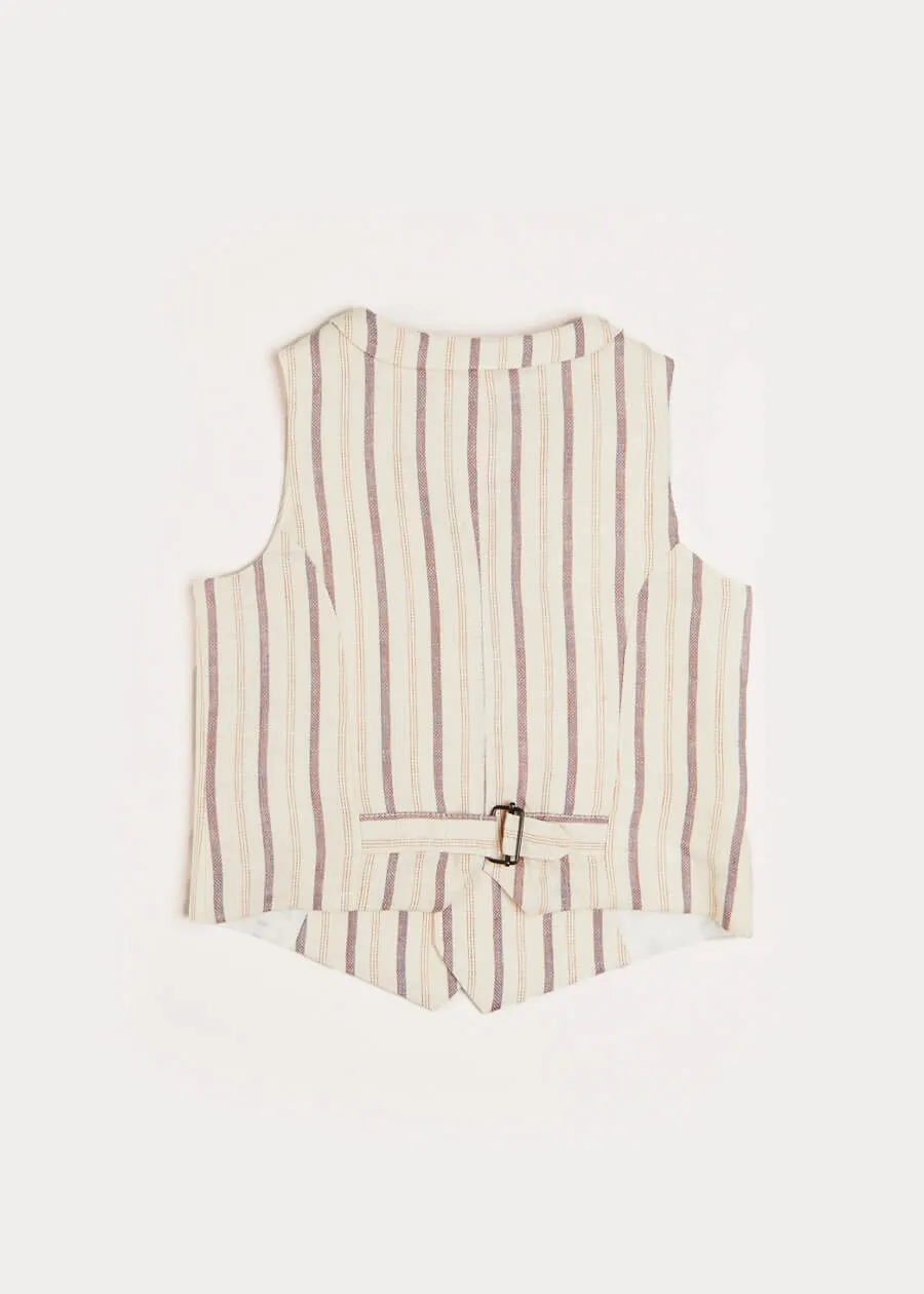 Striped Light Linen Vest in Beige (4-10yrs)