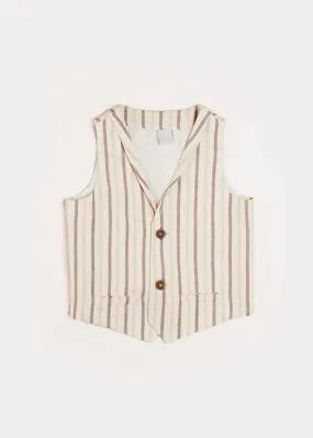 Striped Light Linen Vest in Beige (4-10yrs)