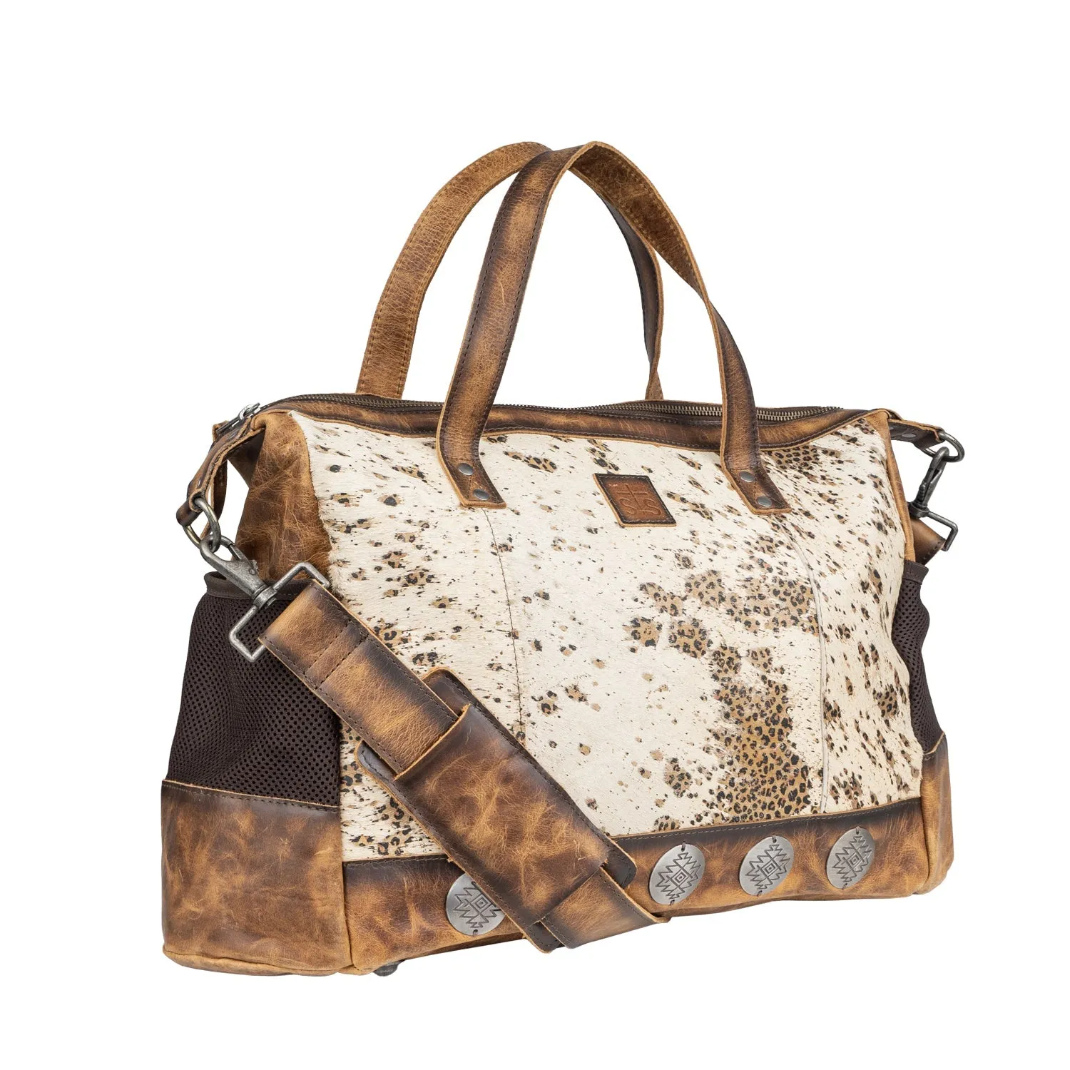 STS Ranchwear Womens Serengeti Amelia Cream/Leopard Cowhide Tote Bag