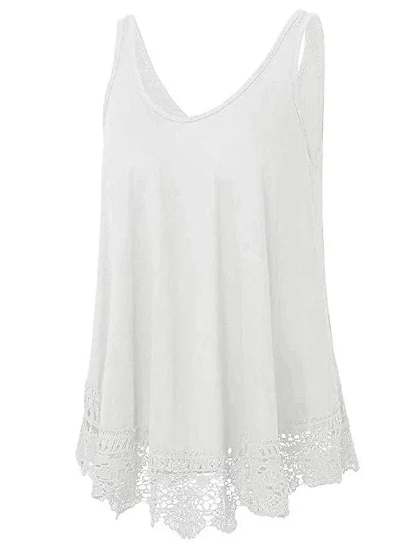 Stylish Lace Sleeveless Plus Size Cotton Vest for Women