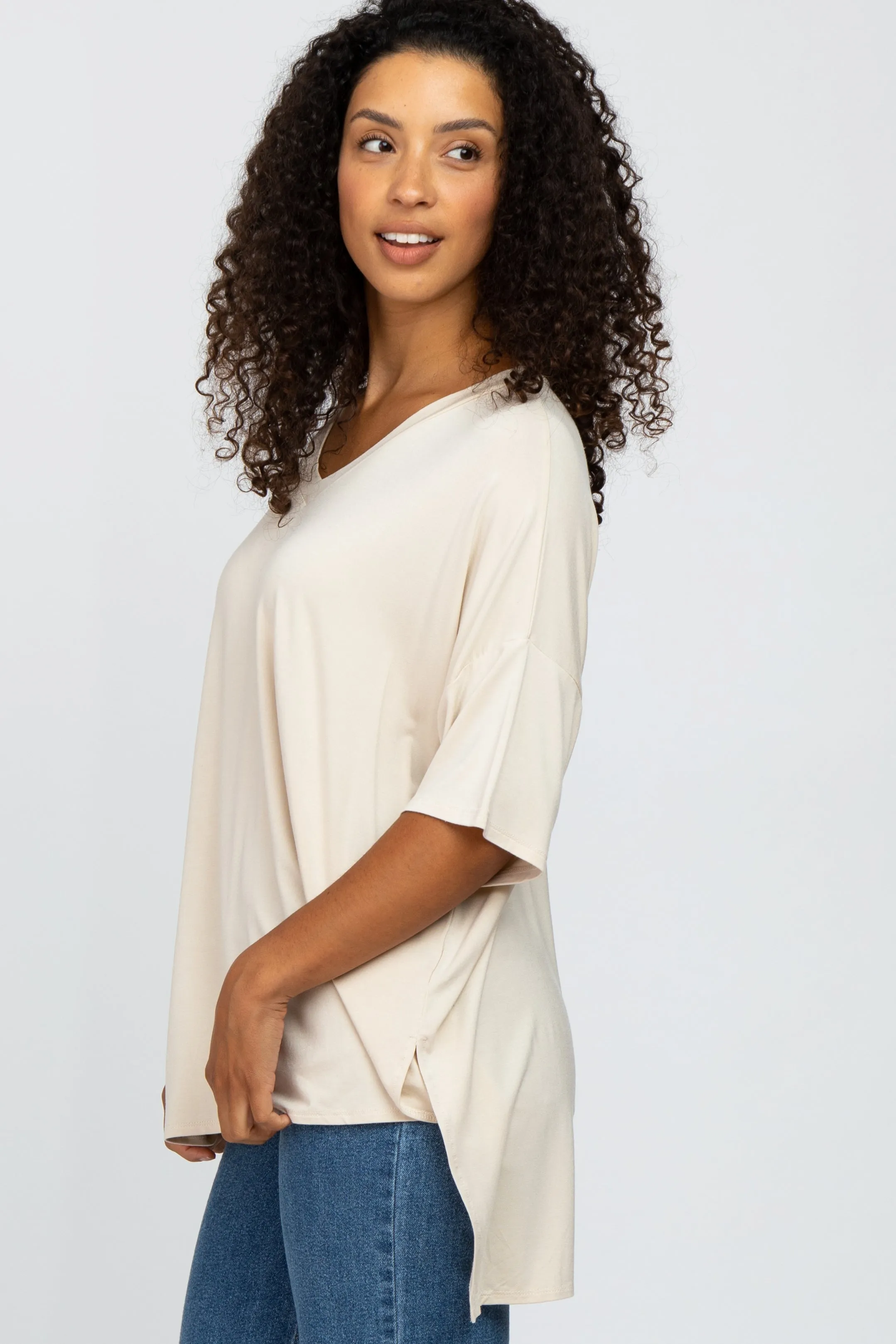 Taupe Hi-Low Dolman Sleeve Top