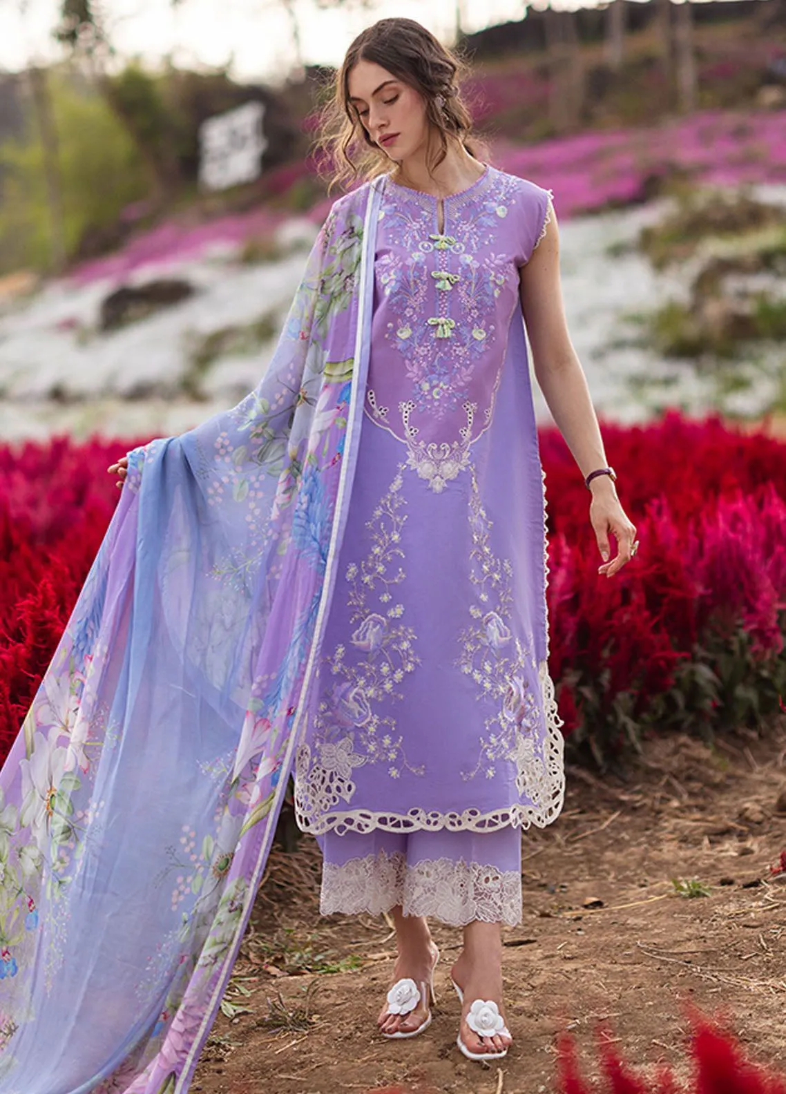 The Secret Garden By Mushq Hemline Spring Embroidered Lawn 3 Piece Unstitched Suit MQ24SGHSL D-7B NOVELLA