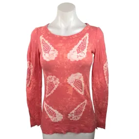 Tory Burch Pink Printed Tie Dye Cotton Knit Long Sleeve Pullover Sweater Top S