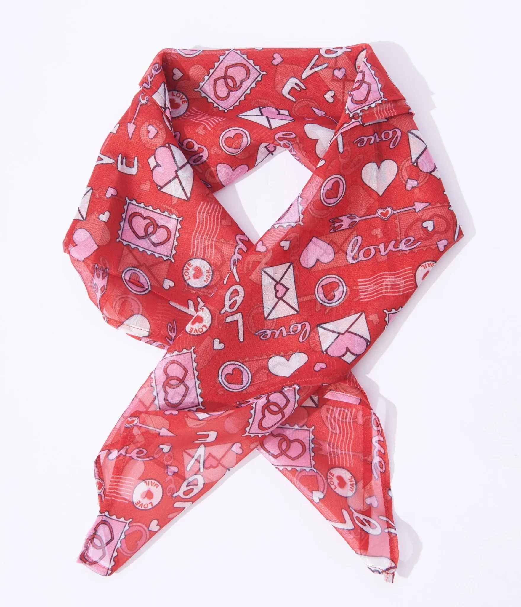 Unique Vintage Red Love Letter Print Hair Scarf