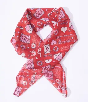 Unique Vintage Red Love Letter Print Hair Scarf