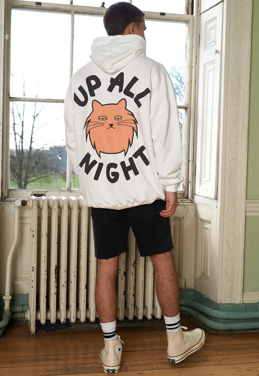 Up All Night Men's Cat Slogan Hoodie