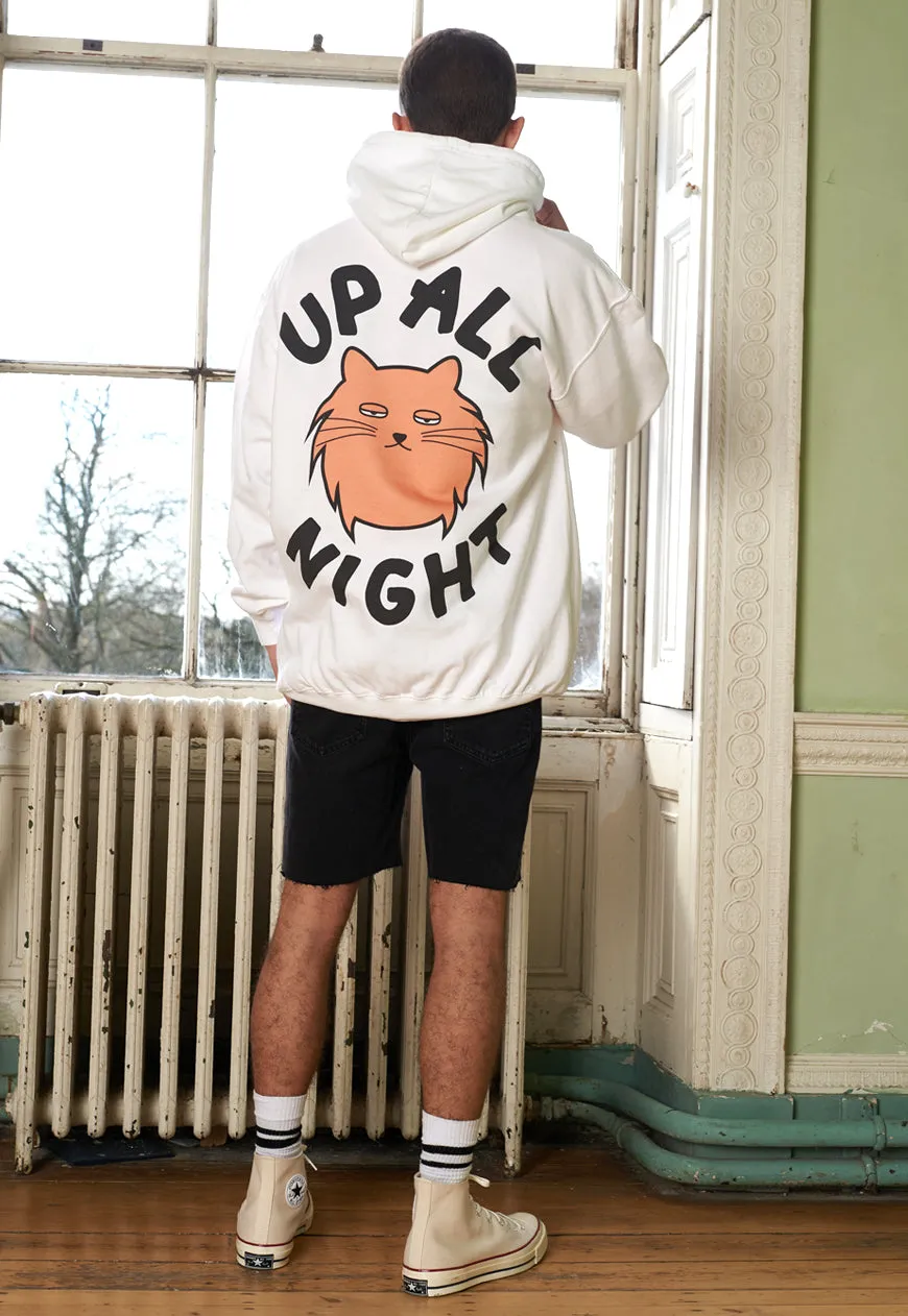 Up All Night Men's Cat Slogan Hoodie