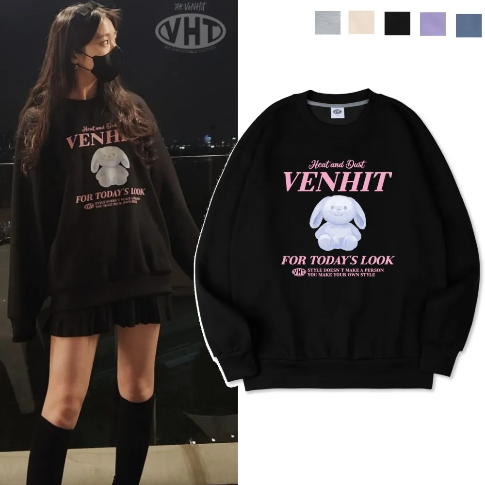 VENHIT  |Heart Street Style Long Sleeves Plain Oversized Logo