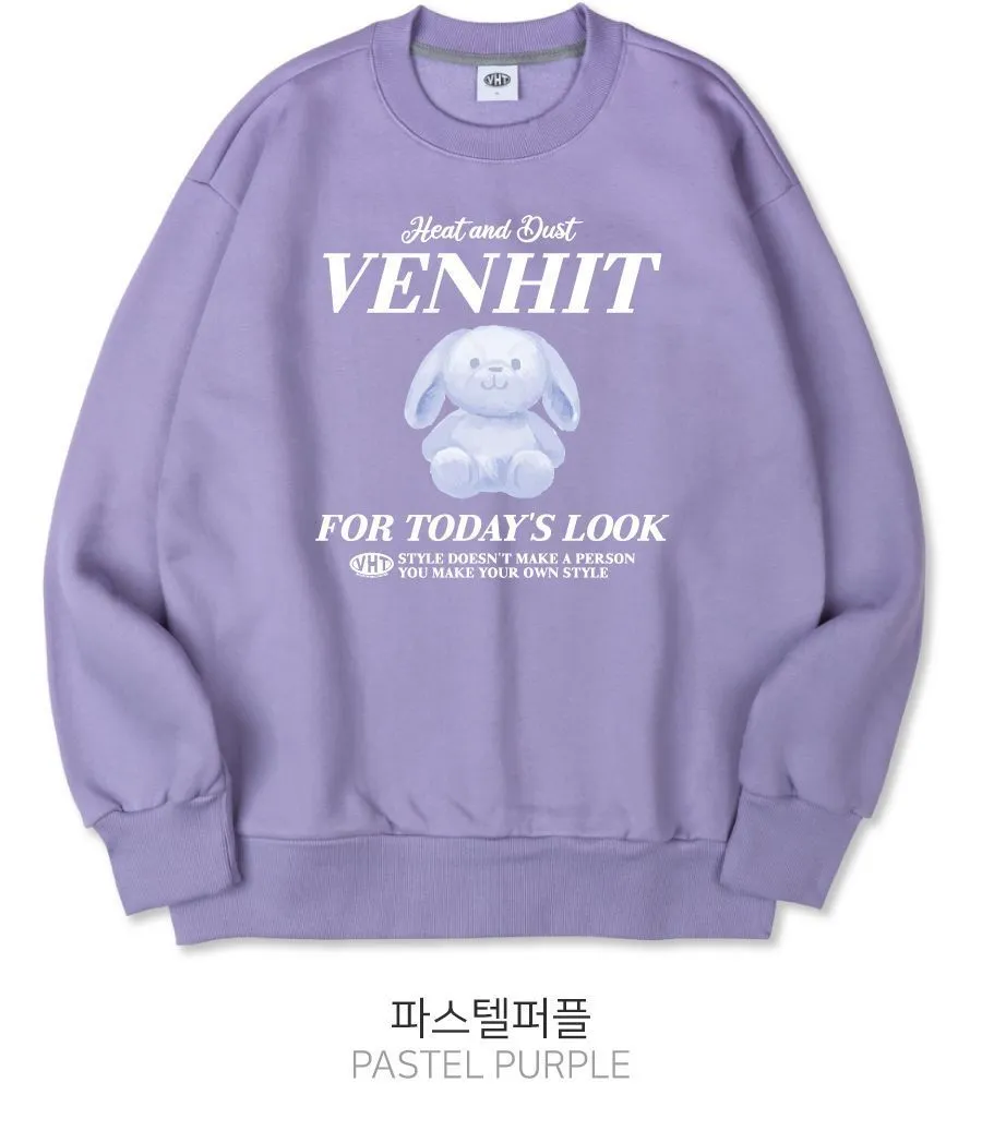 VENHIT  |Heart Street Style Long Sleeves Plain Oversized Logo