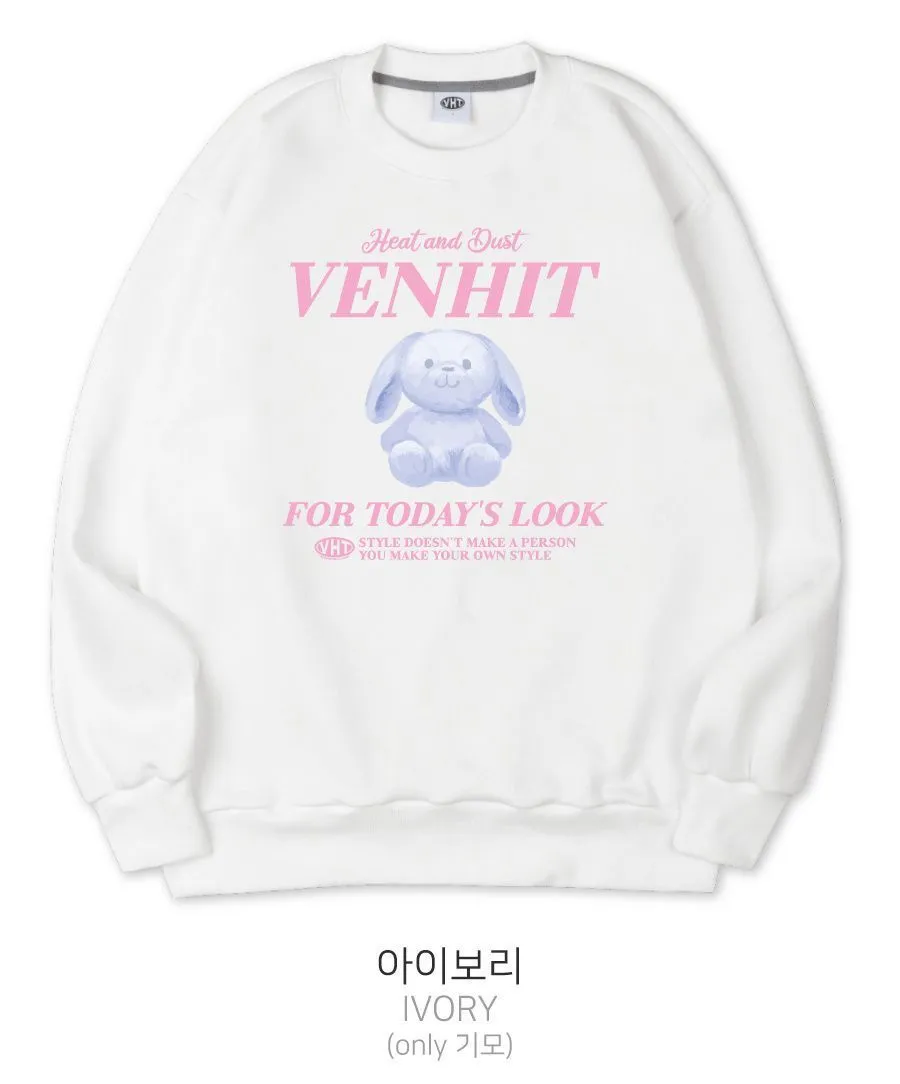 VENHIT  |Heart Street Style Long Sleeves Plain Oversized Logo